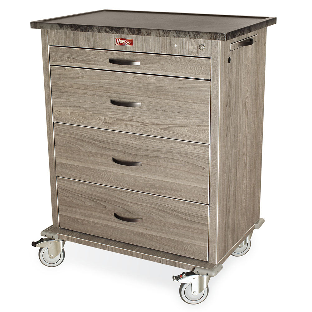 Driftwood Gray Harloff Medication Cart with Key Lock, 540 Punch Card Capacity