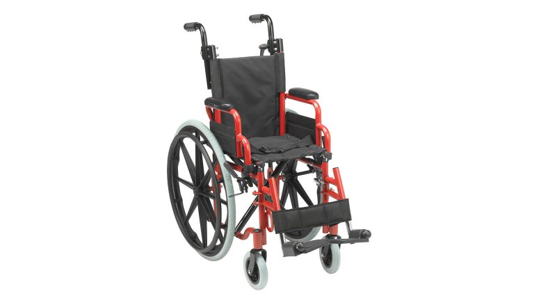 Compact pediatric wheelchair folded for easy transport