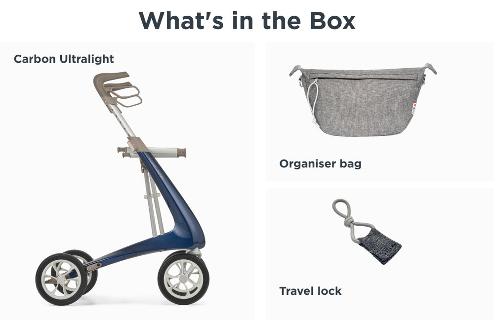byACRE Carbon Ultralight rollator included accessories organizer bag