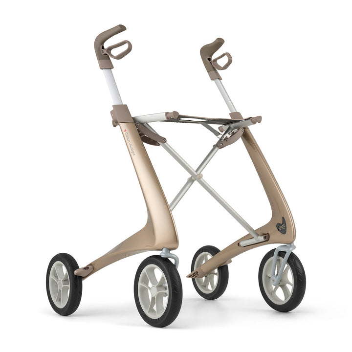 byACRE Carbon Ultralight rollator champagne gold folded flat