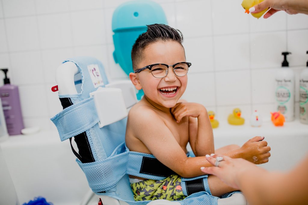 Otter Pediatric Chair shown with lateral supports installed