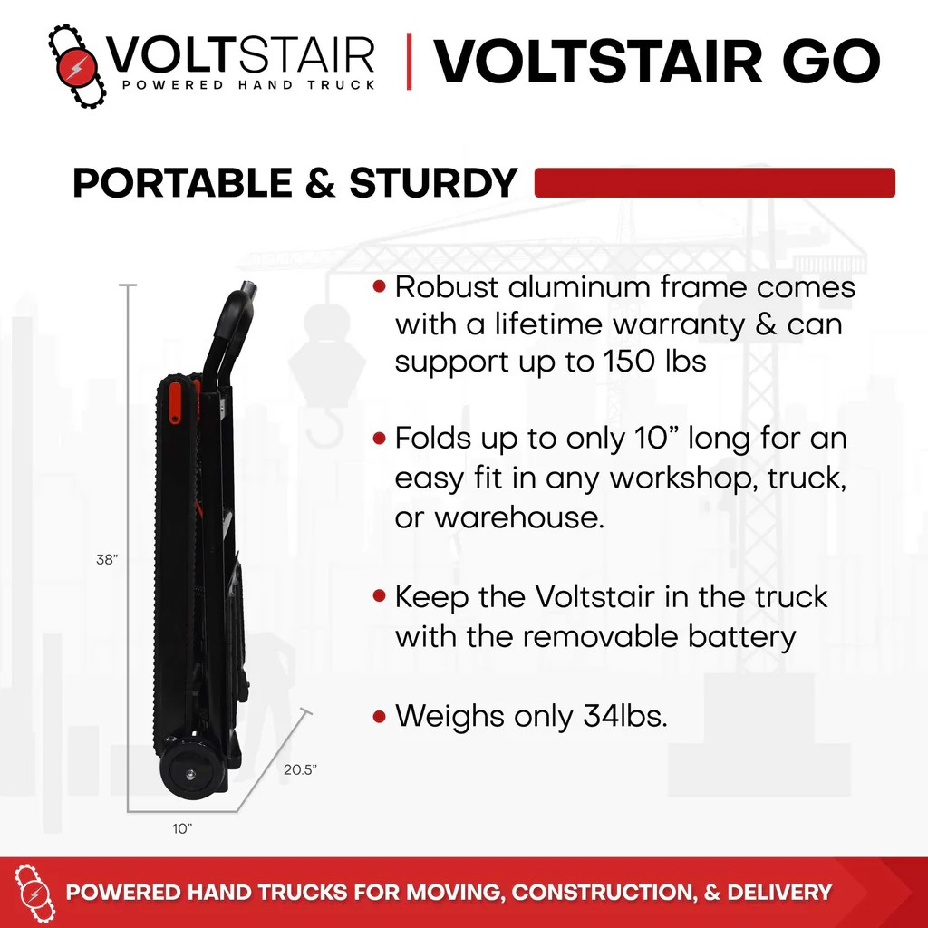 Close-up of Voltstair Go control handle with power buttons