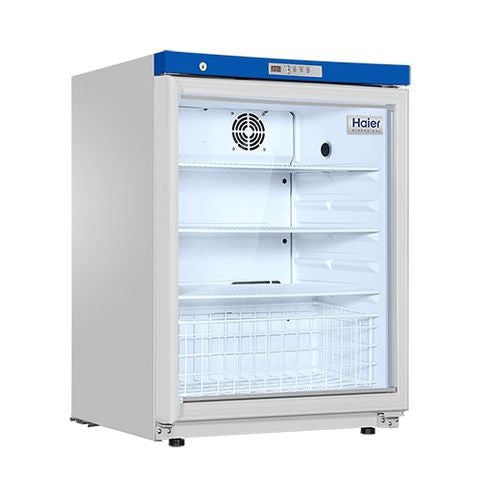 Haier HYC-118A pharmacy refrigerator angled view
