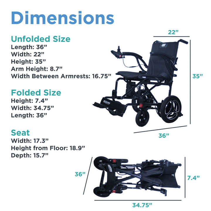 Journey Air power wheelchair dimensions diagram
