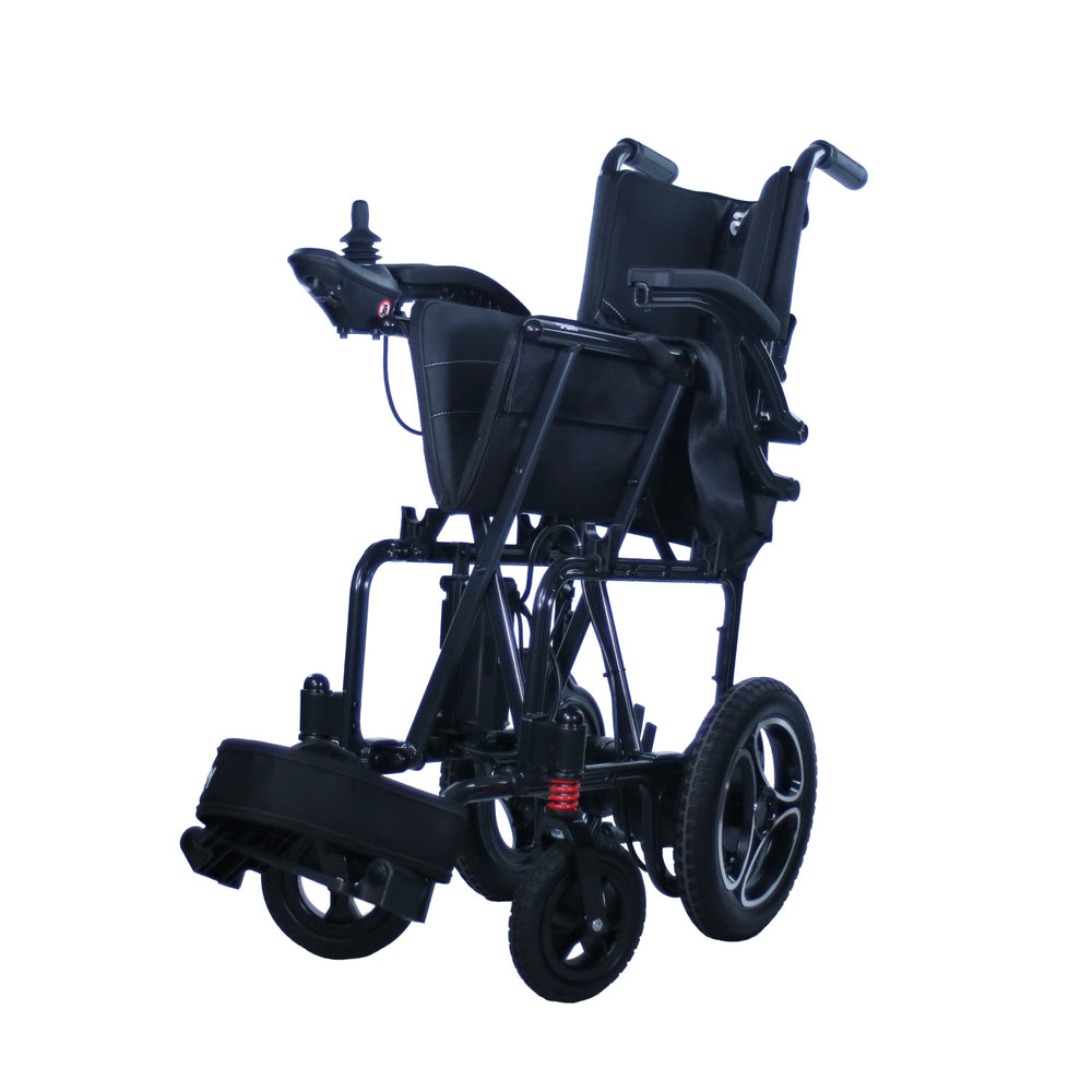 Journey Air folded lightweight power wheelchair for transport