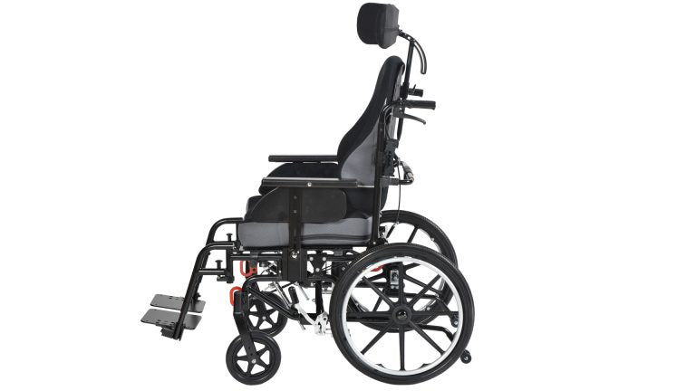 Back view of Kanga adult tilt wheelchair folded