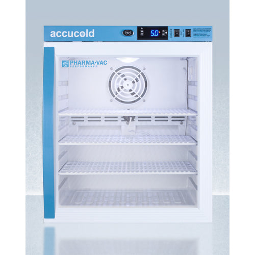 Accucold ARG1PV compact vaccine refrigerator with glass door and digital controller