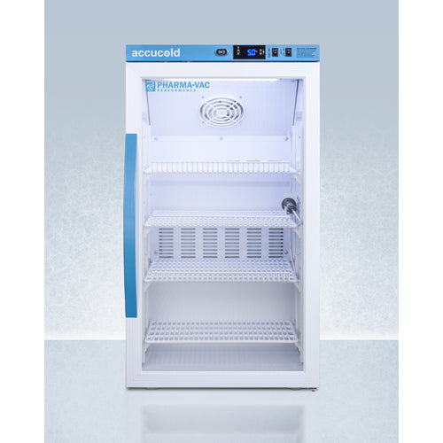Accucold ARG3PV compact vaccine refrigerator front view with glass door