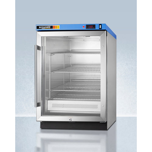 Accucold blanket warmer angled view stainless steel cabinet