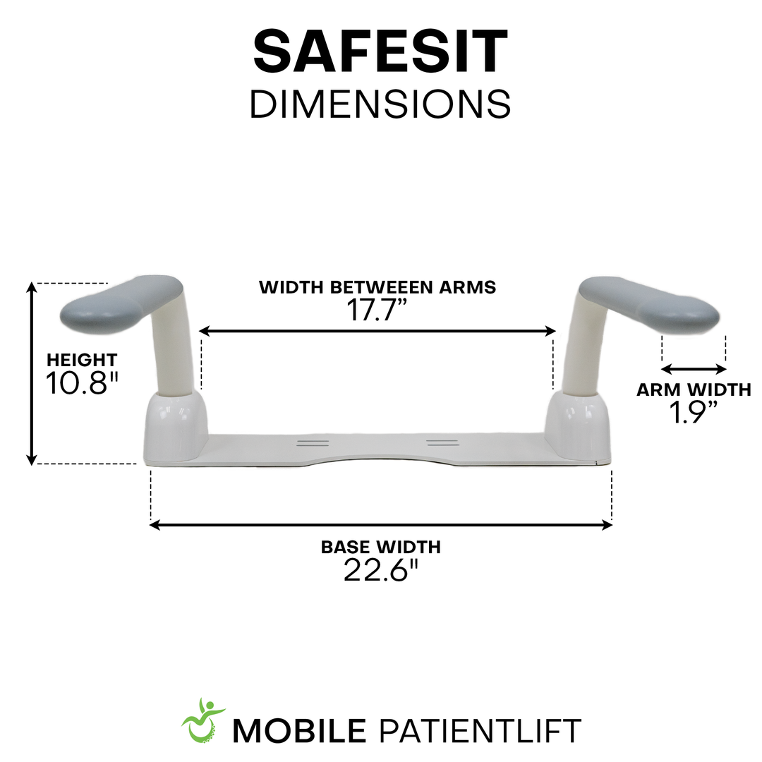 SafeSit toilet safety rails dimensions and measurements for bathroom installation