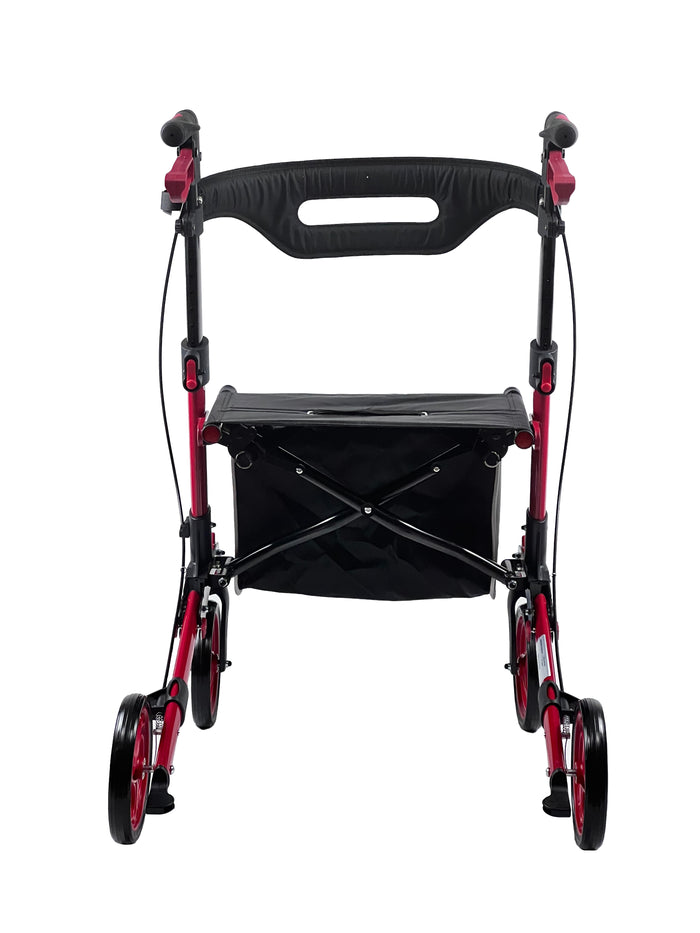 Breeze Rollator red rollator rear view with backrest