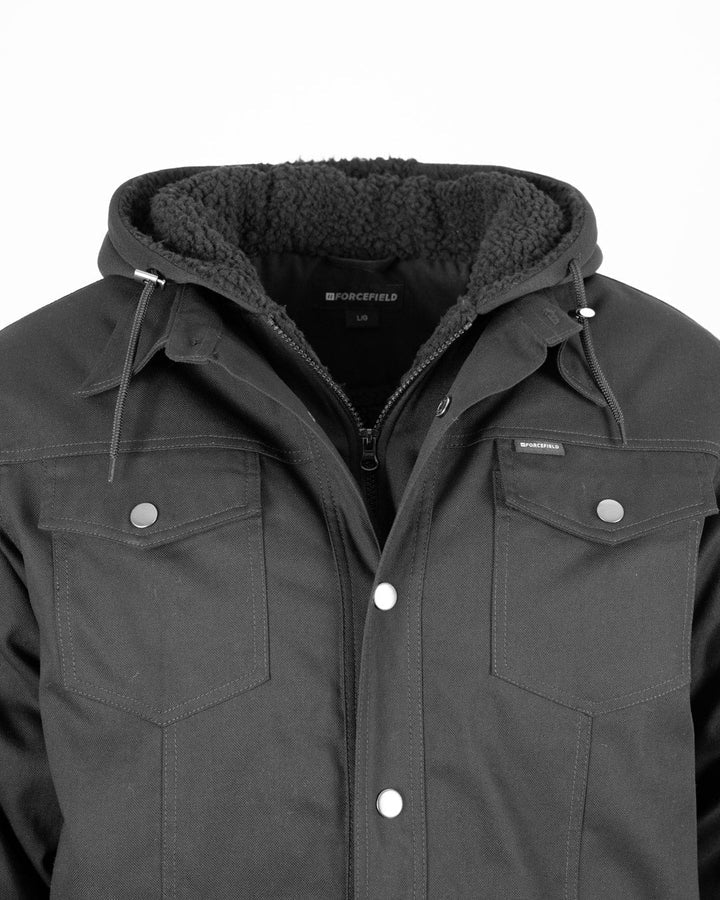 Veste en toile ForceField avec capuche trompe-l'œil et doublure en sherpa