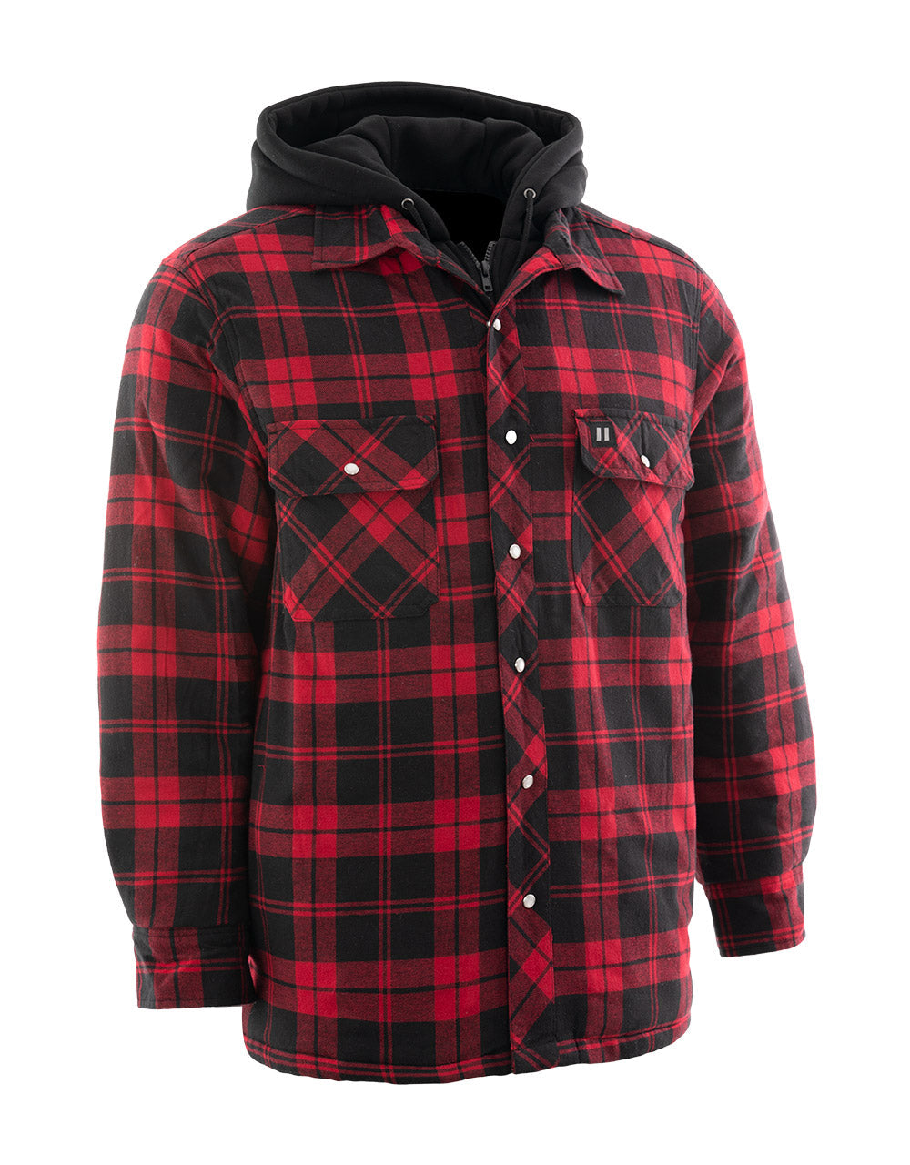 Veste chemise en flanelle matelassée à capuche rouge ForceField