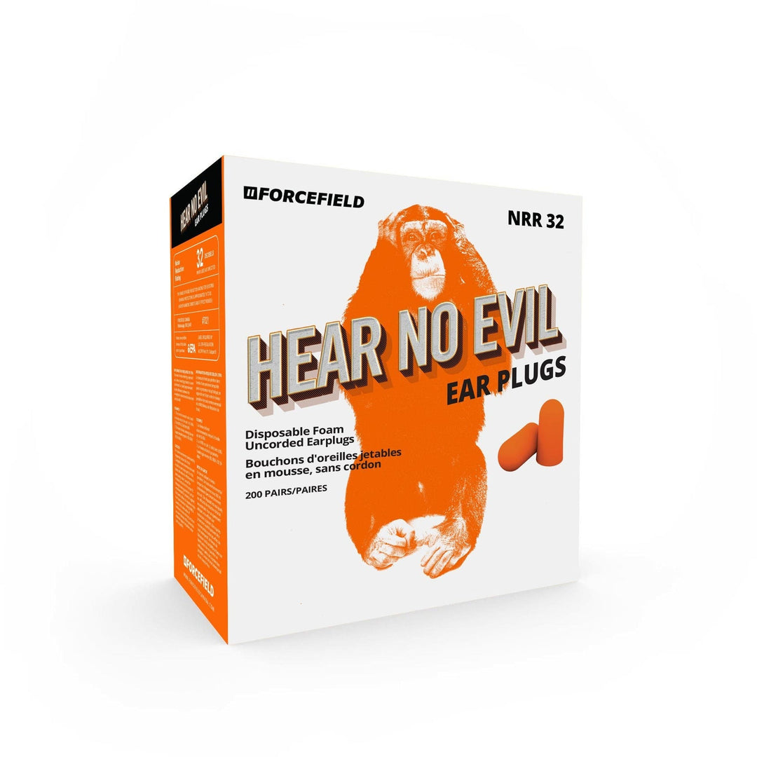 ForceField "Hear No Evil" Orange Foam Earplugs, NRR32, BOX/200 Pair