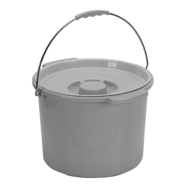 Seau pour commode de 12 litres avec poignée et couvercle : solution d'hygiène pratique