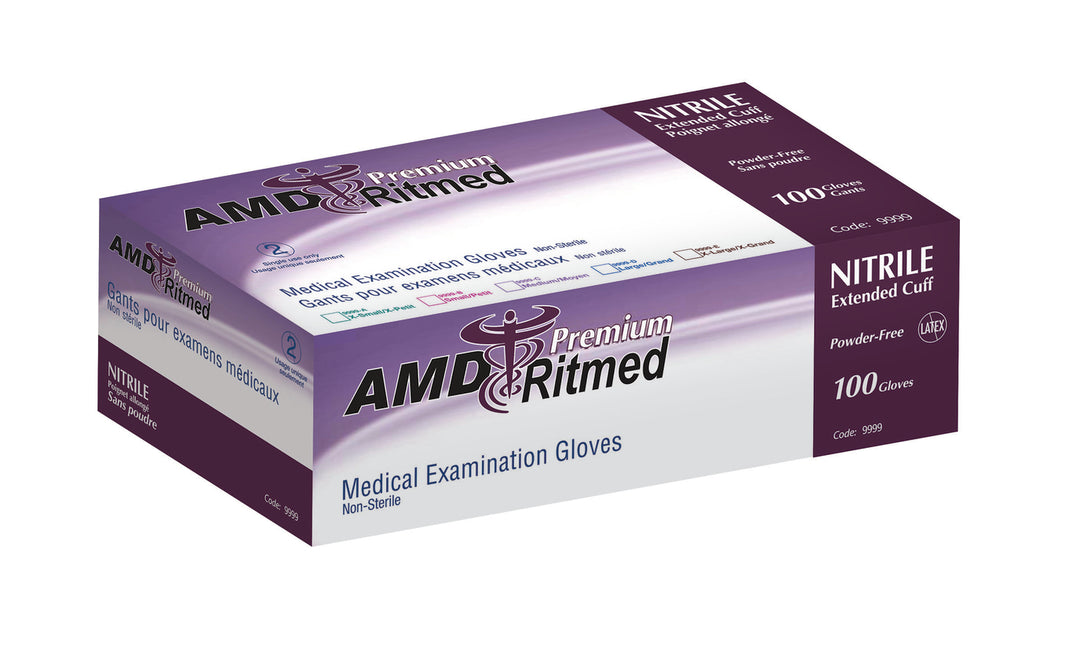 AMD RITMED - Nitrile Exam Gloves with Extended Cuff 12