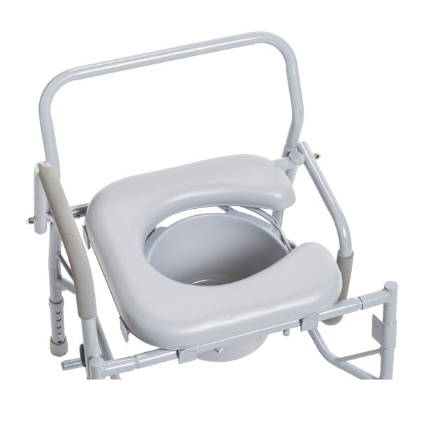 Deluxe Steel Drop Arm Commode with Padded Seat: Enhanced Comfort and Convenience