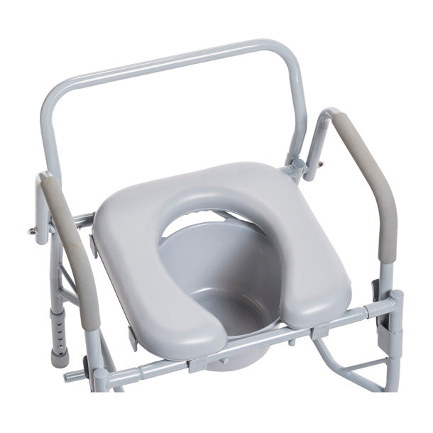 Deluxe Steel Drop Arm Commode with Padded Seat: Enhanced Comfort and Convenience