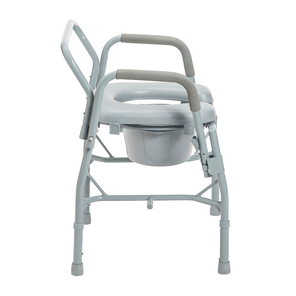 Deluxe Steel Drop Arm Commode with Padded Seat: Enhanced Comfort and Convenience