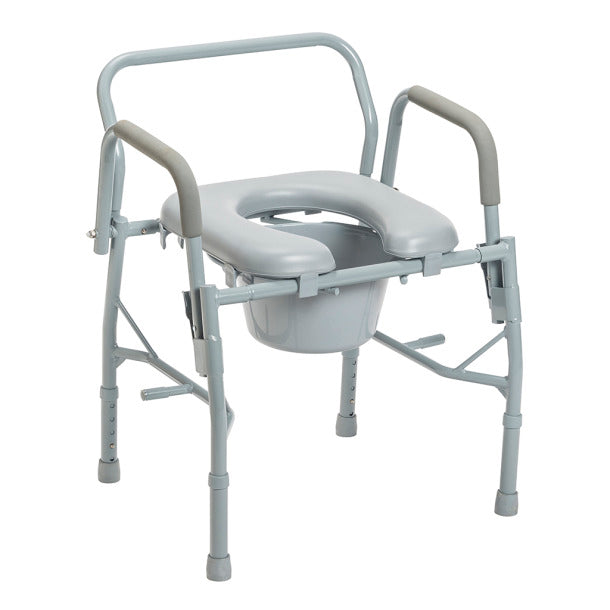 Deluxe Steel Drop Arm Commode with Padded Seat: Enhanced Comfort and Convenience