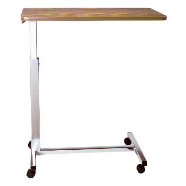 Non-Tilt Overbed Table H showing adjustable height mechanism and durable high-pressure laminate tabletop with chrome base