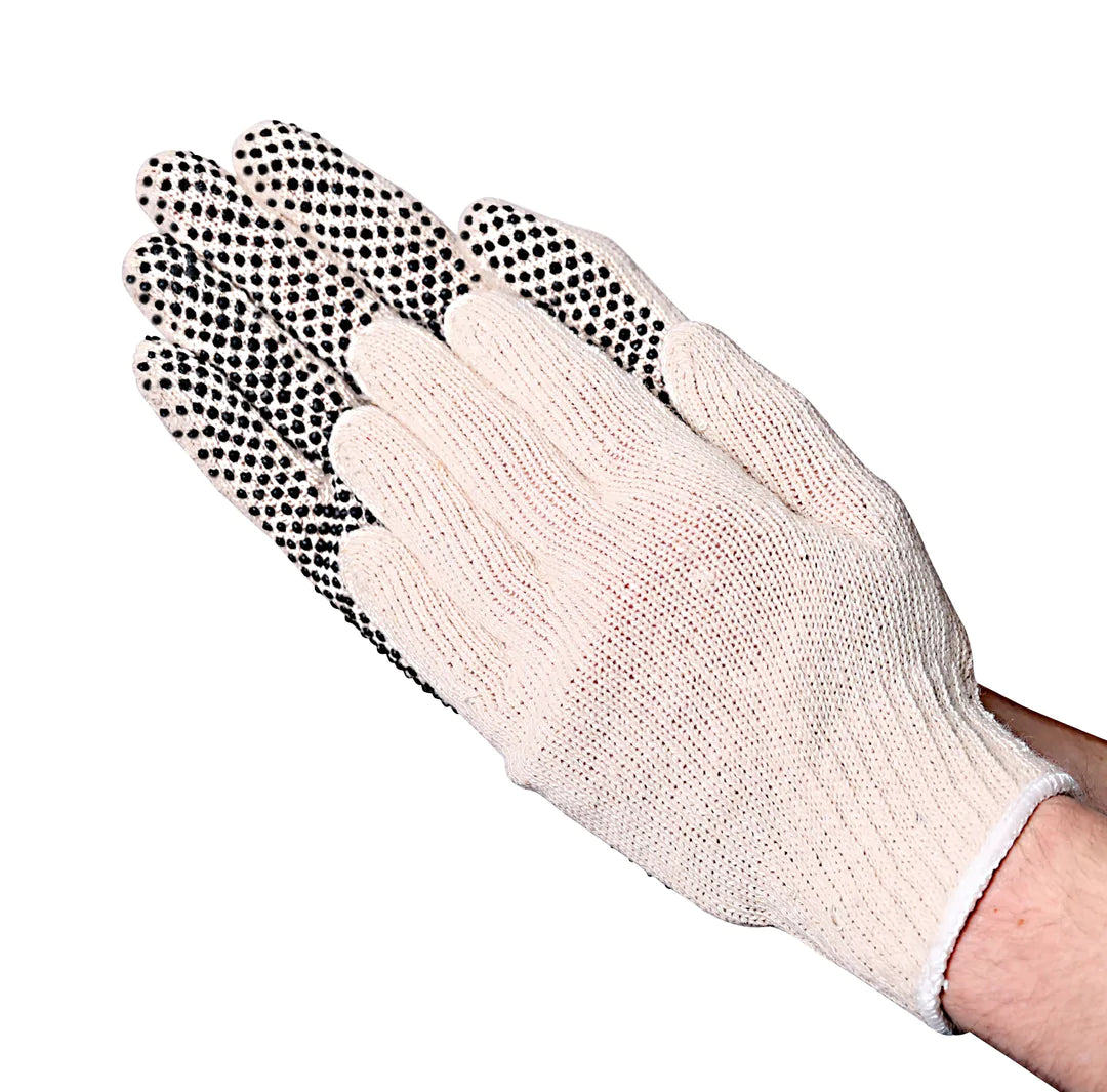 VGuard 1-Sided PVC Dotted String Knit Glove - Enhanced Grip and Comfort