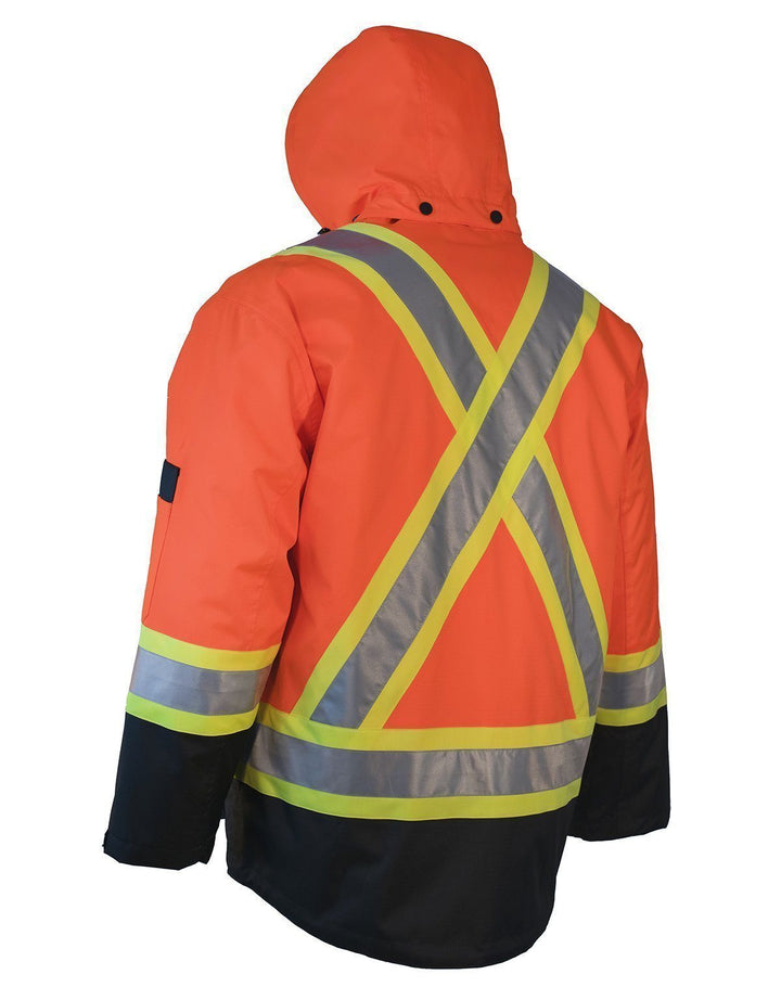Parka de seguridad invernal de alta visibilidad 3 en 1 ForceField con chaqueta acolchada de nailon negra extraíble