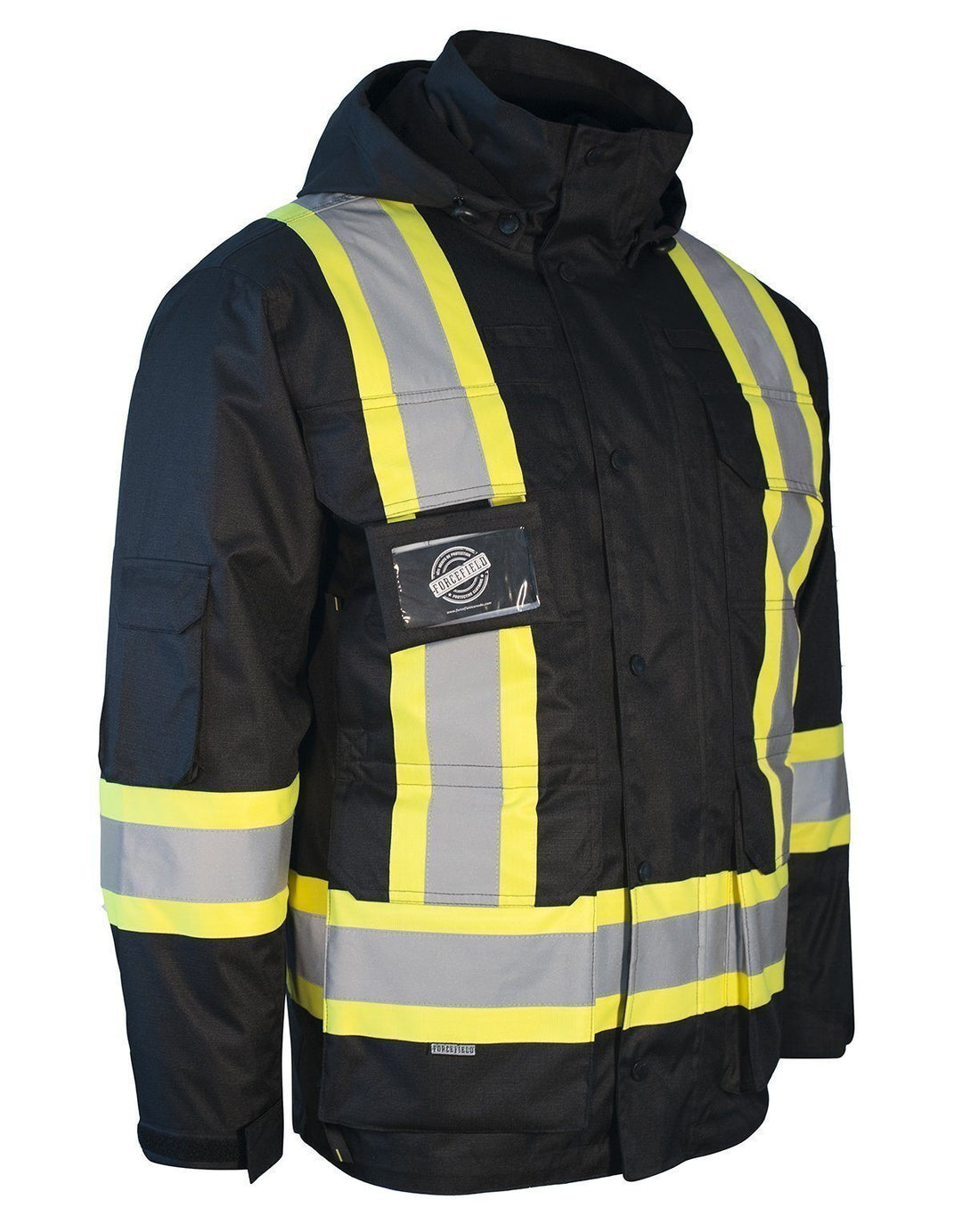 Parka de seguridad invernal de alta visibilidad 3 en 1 ForceField con chaqueta acolchada de nailon negra extraíble