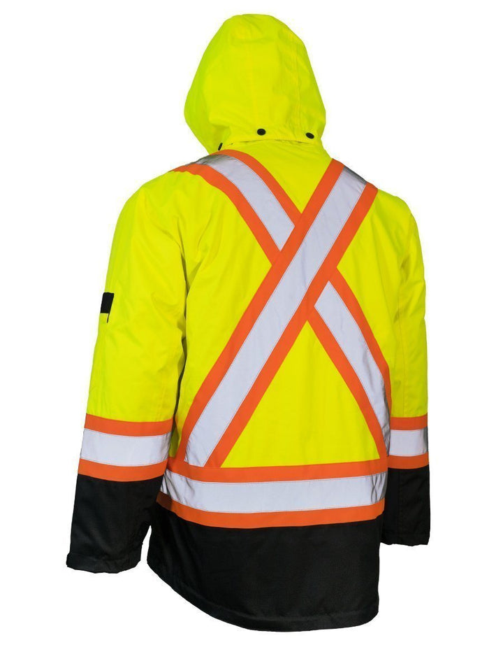 Parka de seguridad invernal de alta visibilidad 3 en 1 ForceField con chaqueta acolchada de nailon negra extraíble