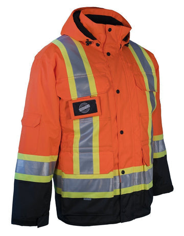 Parka de seguridad invernal de alta visibilidad 3 en 1 ForceField con chaqueta acolchada de nailon negra extraíble