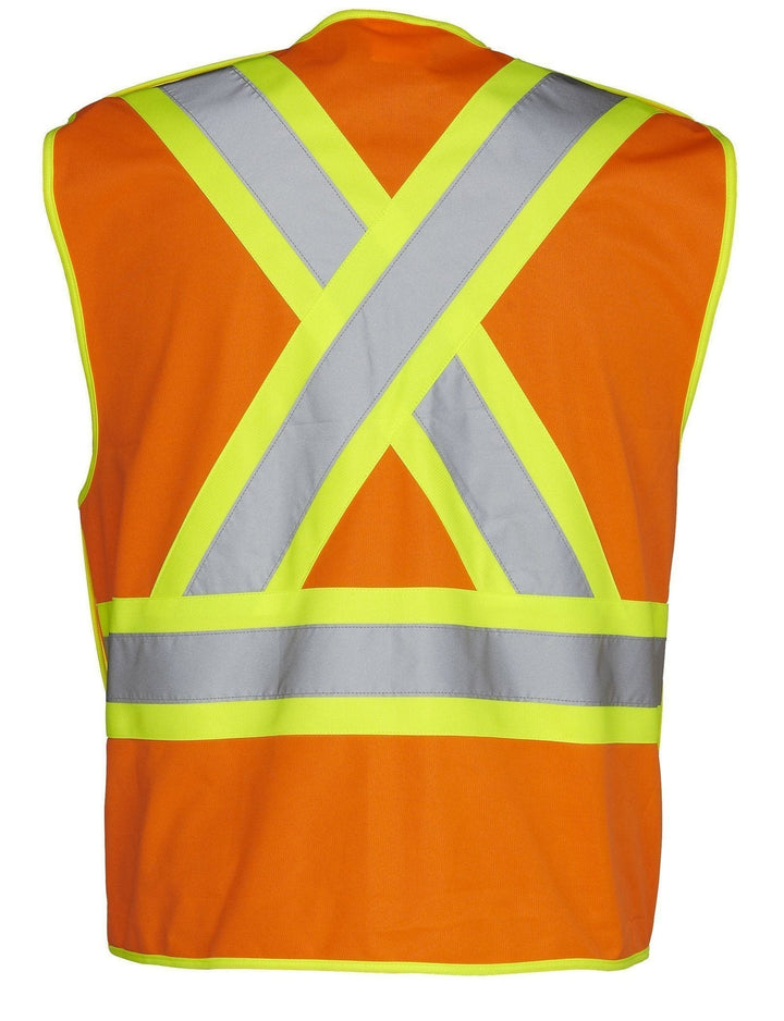 ForceField 5-Point Tear-Away Hi Vis Traffic Safety Vest, Tricot Polyester, 3 Sizes