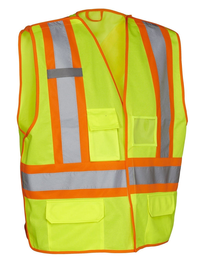 ForceField 5-Point Tear-Away Hi Vis Traffic Safety Vest, Tricot Polyester, 3 Sizes