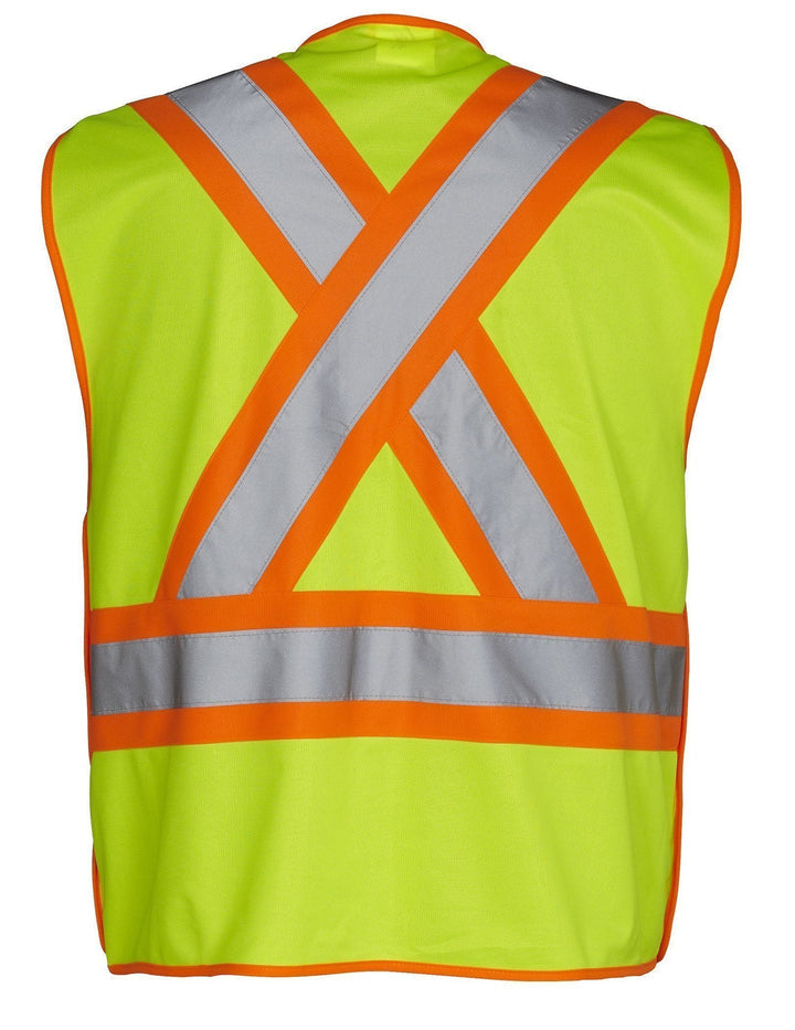 ForceField 5-Point Tear-Away Hi Vis Traffic Safety Vest, Tricot Polyester, 3 Sizes