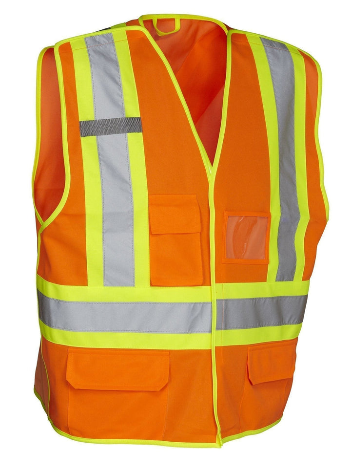 ForceField 5-Point Tear-Away Hi Vis Traffic Safety Vest, Tricot Polyester, 3 Sizes