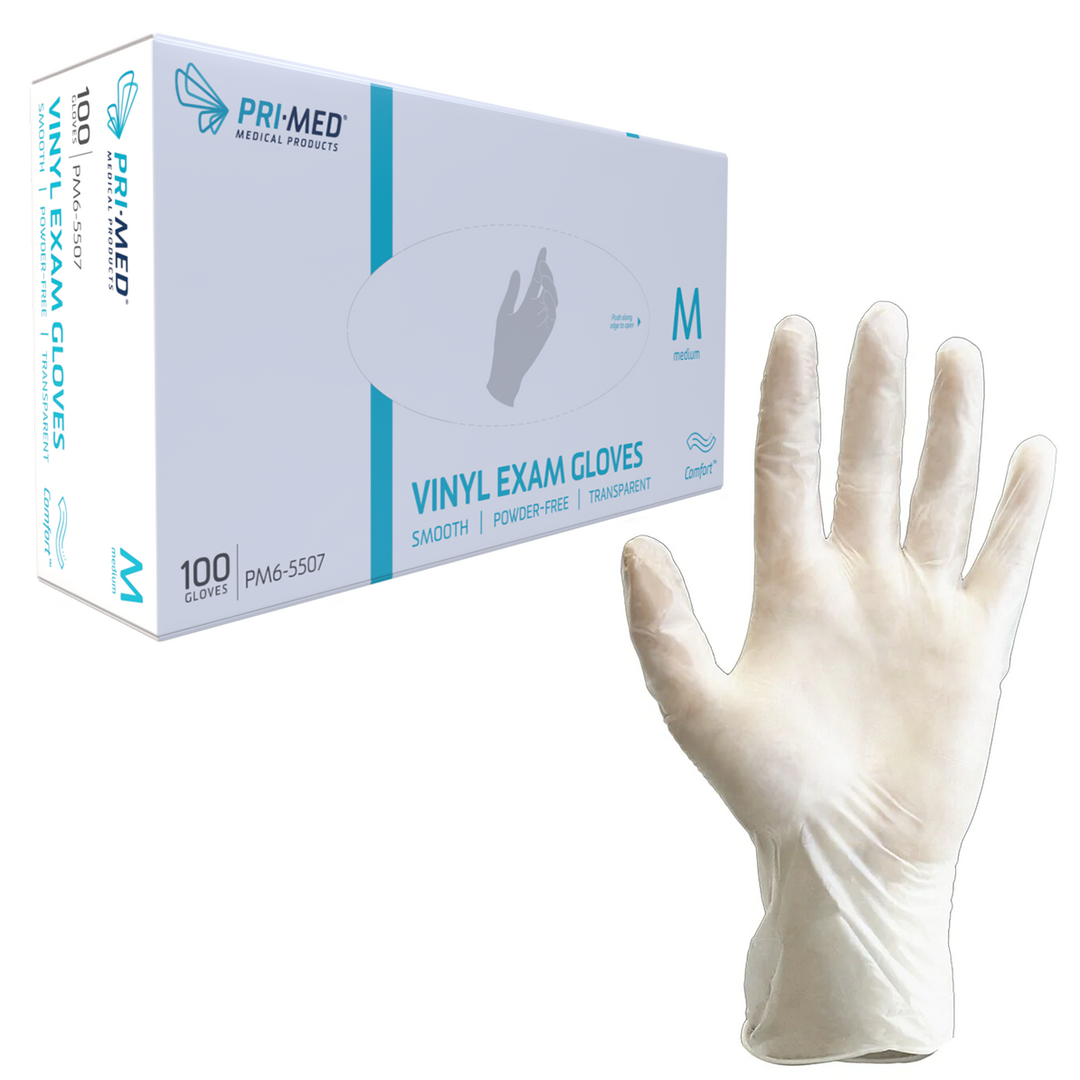 PRIMED Comfort Vinyl Powder Free Exam Gloves