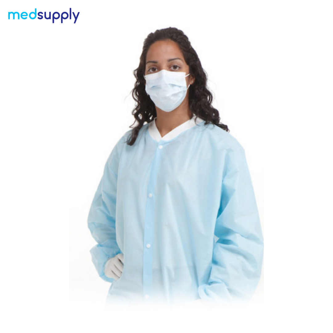 Single-Use Knitted Cuffs Lab Coat 