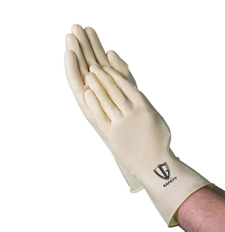 Guante de látex sin forro VGuard de 13 milésimas de pulgada: protección confiable para las manos
