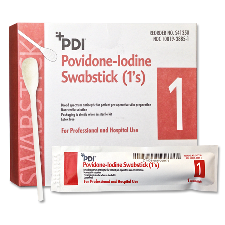 PDI PVP Iodine Prep Pads and Swabsticks - Antiseptic Solution for Wound Care