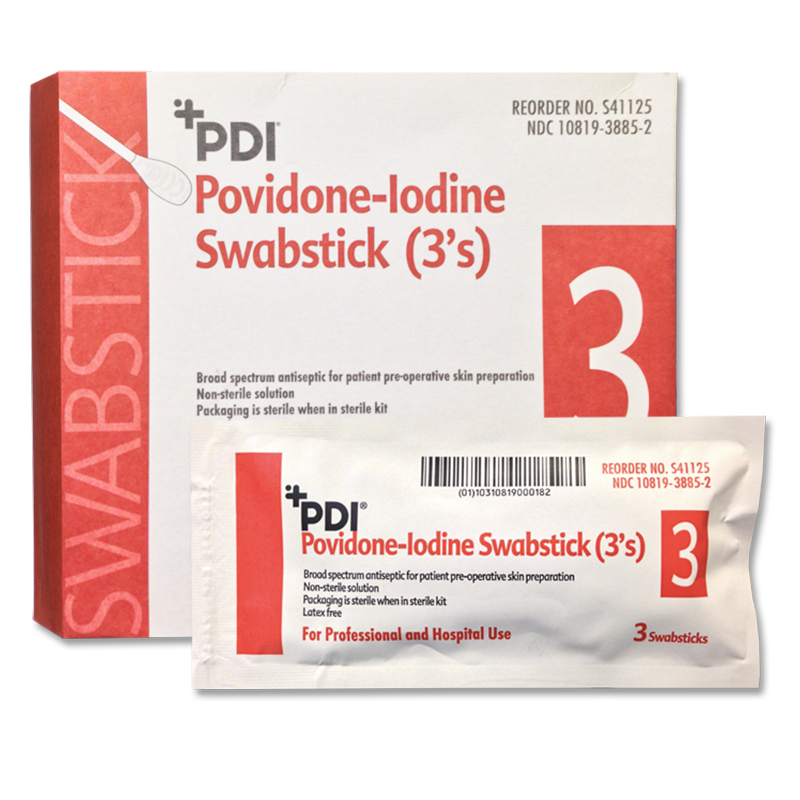 PDI PVP Iodine Prep Pads and Swabsticks - Antiseptic Solution for Wound Care