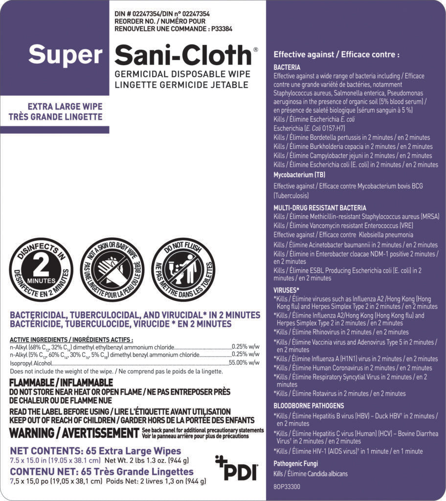 Super Sani Cloth Germicidal Disposable Wipe - Powerful Disinfection Solution