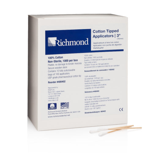 Applicateurs de coton-tige fiables : Richmond Dental (3" et 6")
