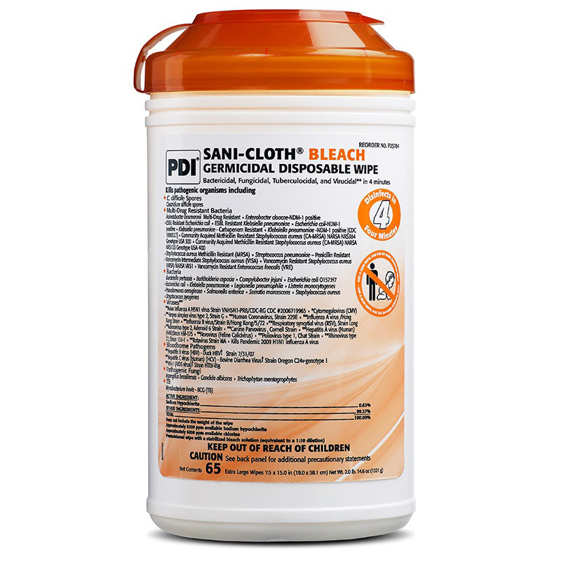 Sani-Cloth Bleach Wipes: Powerful Disinfection (65 Wipes)