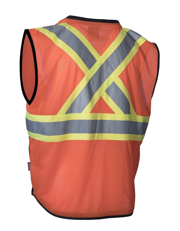 ForceField Hi Vis Traffic Safety Vest with Zipper Front, Tricot Polyester, 3 Sizes