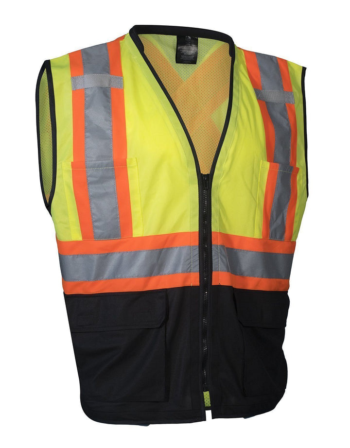 ForceField Hi Vis Traffic Safety Vest with Zipper Front, Tricot Polyester, 3 Sizes