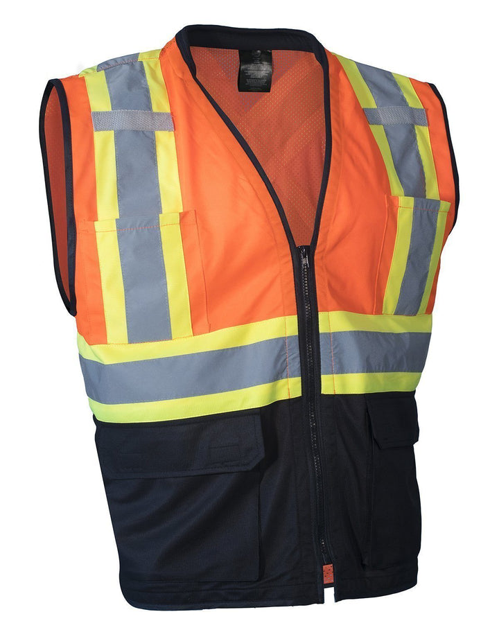 ForceField Hi Vis Traffic Safety Vest with Zipper Front, Tricot Polyester, 3 Sizes