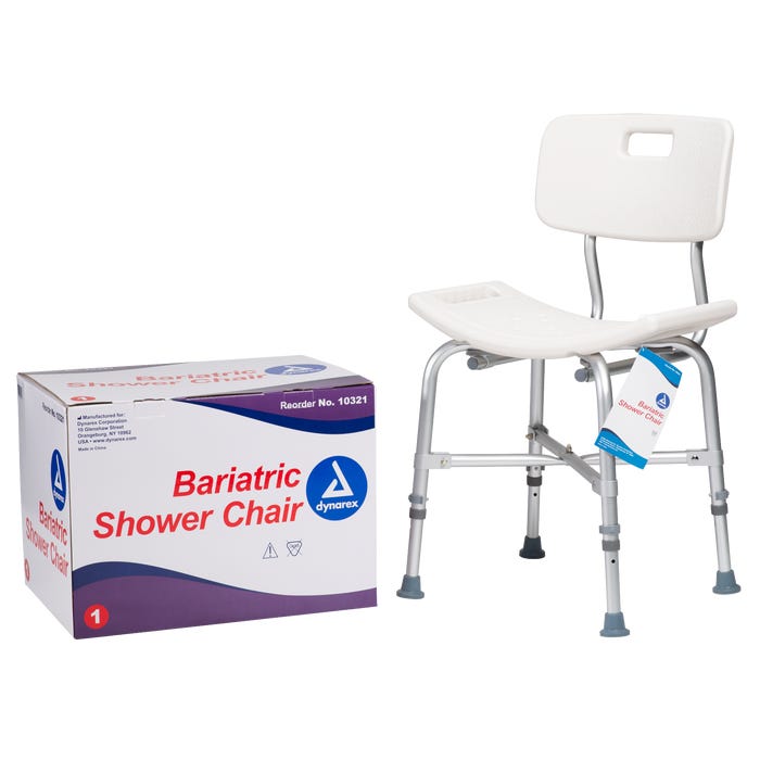 Dynarex Bariatric Shower Chair with Back - Secure Bathing Aid