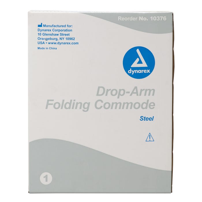 Dynarex Drop Arm Folding Commode - Portable Toilet Chair with Easy Access Arms