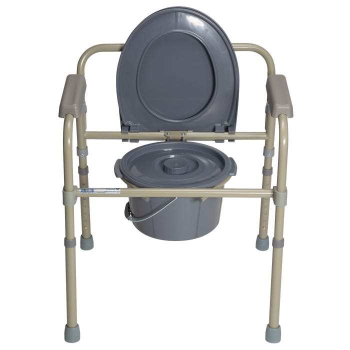 Dynarex Folding Bedside Commode - Convenient and Portable Toilet Chair