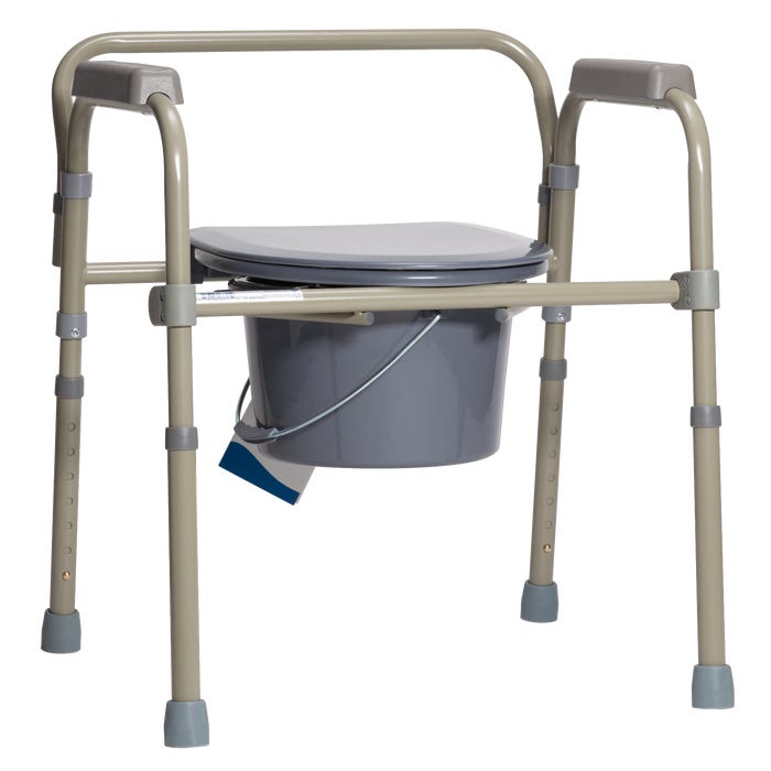 Dynarex Folding Bedside Commode - Convenient and Portable Toilet Chair