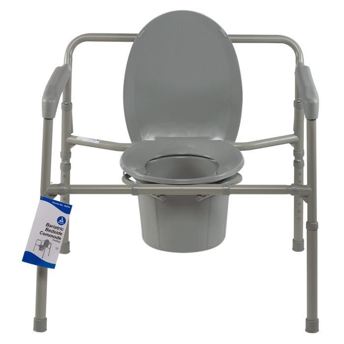 Dynarex Bariatric Folding Bedside Commode - Heavy-Duty Portable Toilet Chair